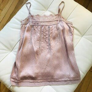 BCBGMaxAzria Mauve 100% Silk Eyelash Lace Camisole